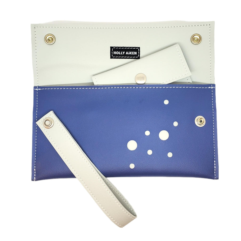 Clutch Wallet - Large Blast Dots Blueberry Gray by Holly Aiken