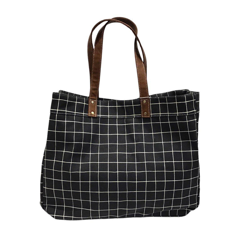 Carryall Tote - Belvedere Dark Gray with White Grid by MAIKA