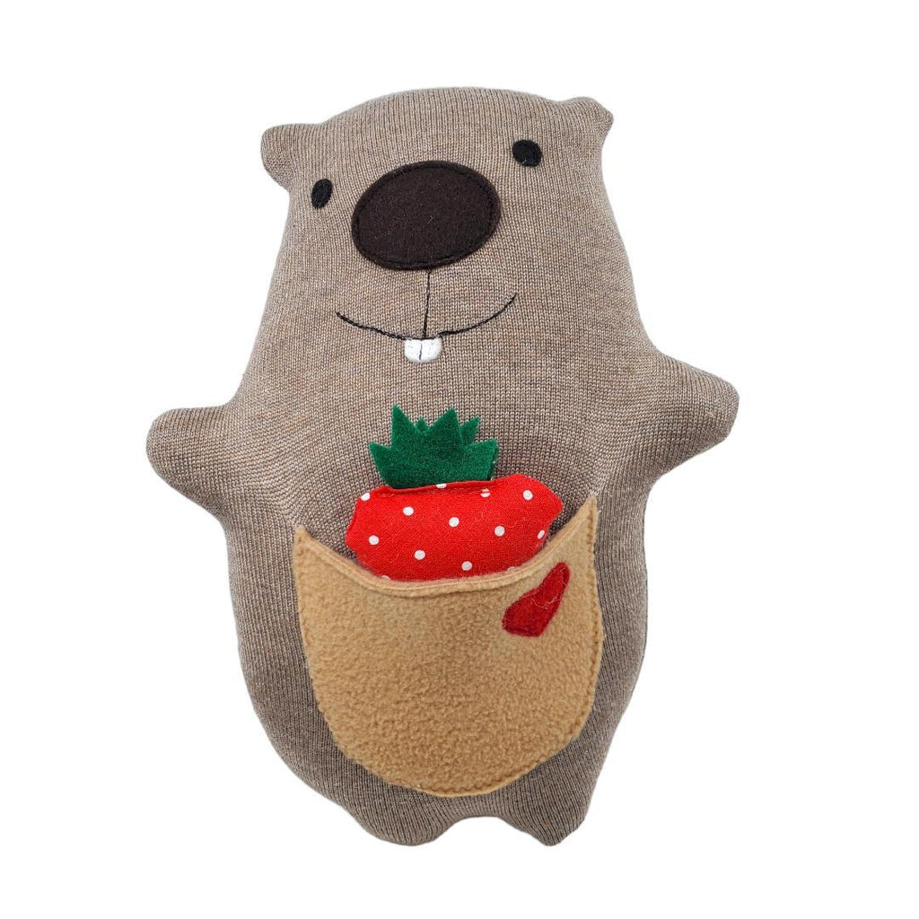 Plush - Groundhog with Strawberry Treat by Happy Groundhog Studio