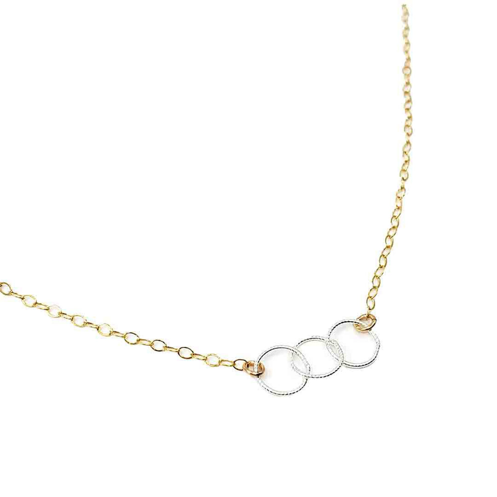 Necklace - Trio - 14k Gold-fill Chain Sterling Circles by Foamy Wader