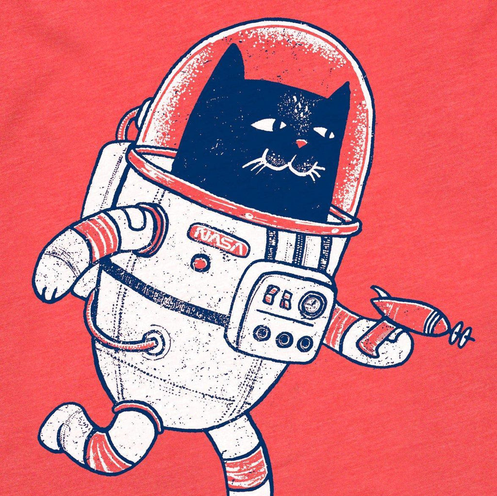 Kids Tee - Space Cat Red Tee (2T - L) by Factory 43