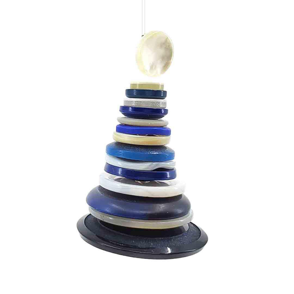 Ornament - Button Tree - Blue with White Topper by XV Studios