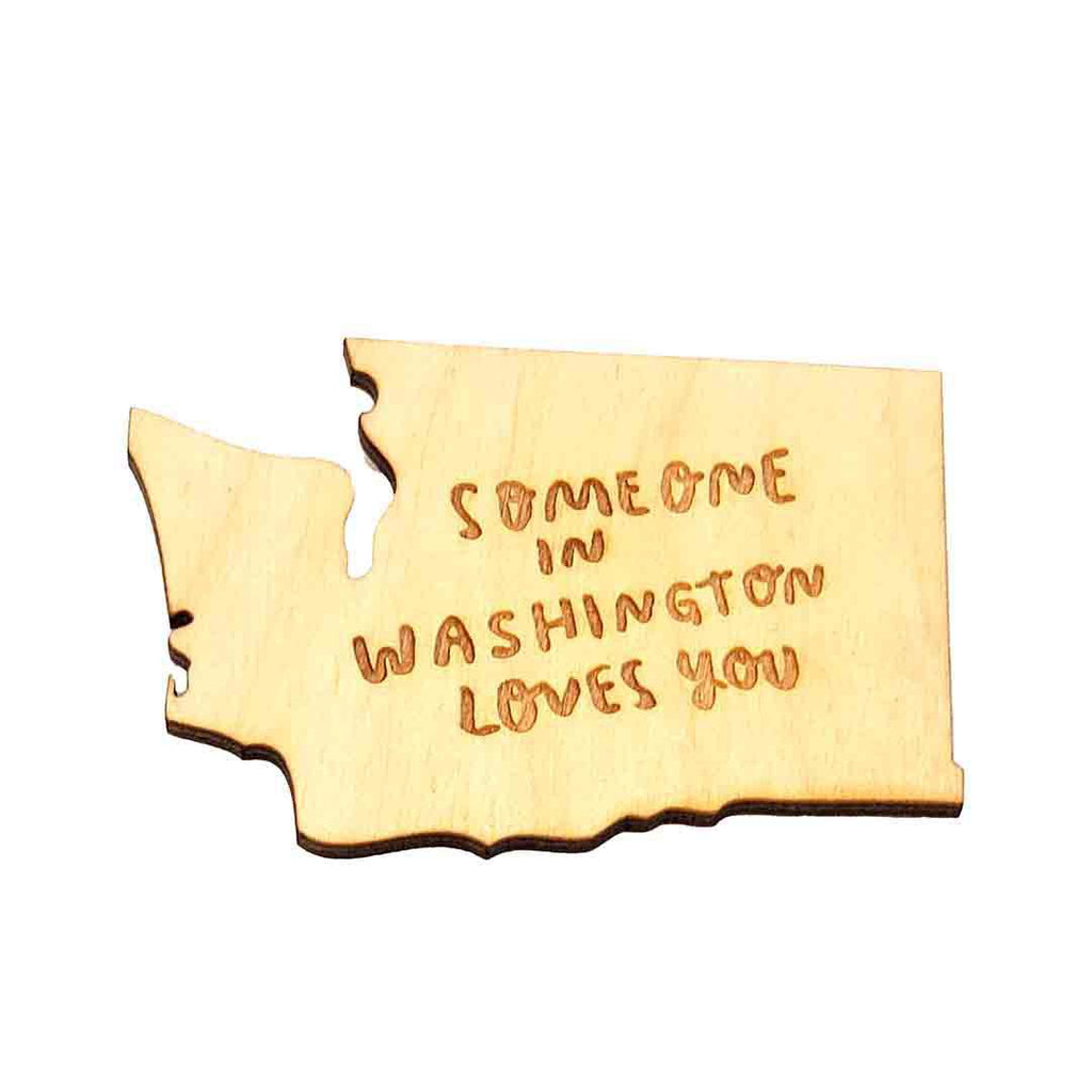 Magnet Card - Someone in WA Loves You - Natural WA State on BW Dots by SnowMade
