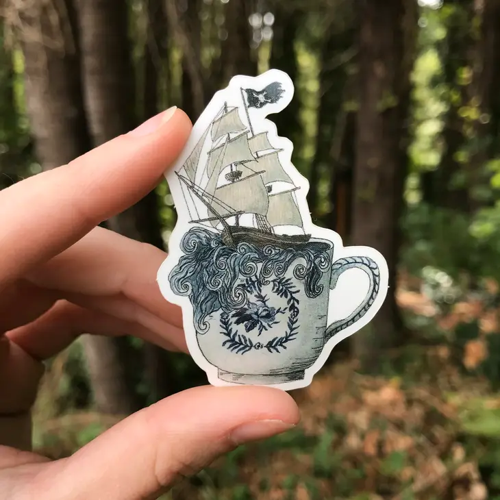 Sticker - Pirate Ship in a Stormy Teacup by Lizzy Gass