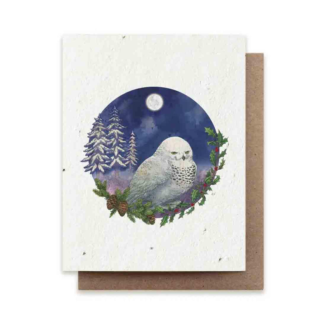 Card - Winter Snowy Owl Plantable Herb Card by Small Victories (formerly The Bower Studio)