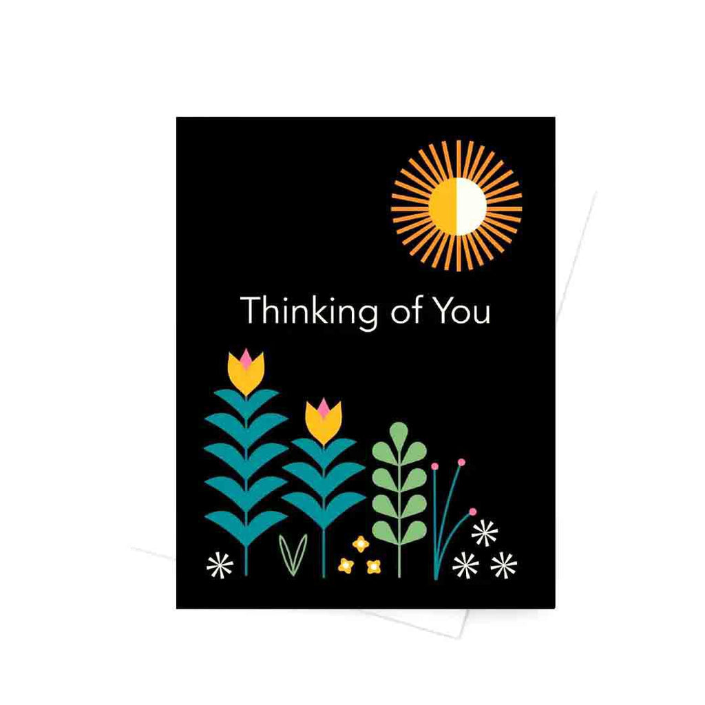 Card - Love and Friends - Thinking of You Floral on Black by Amber Leaders Designs