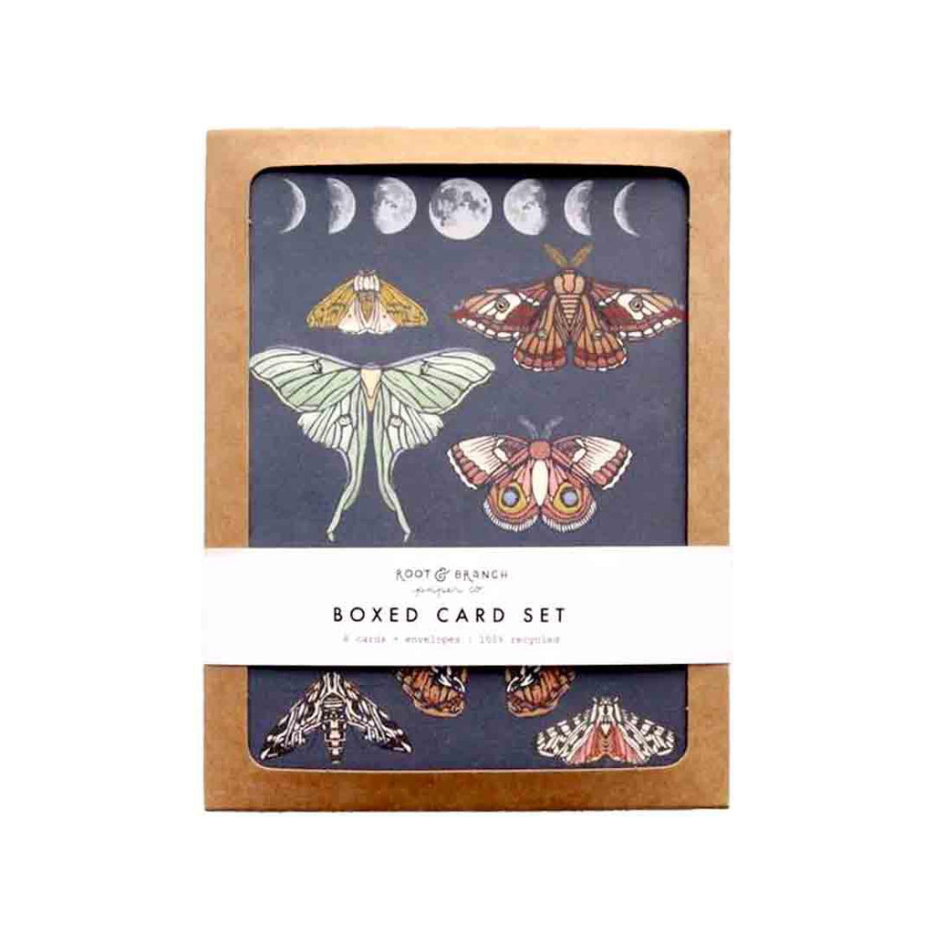 Card Set of 8 - All Occasion - Moonlit Moths by Root and Branch Paper Co.