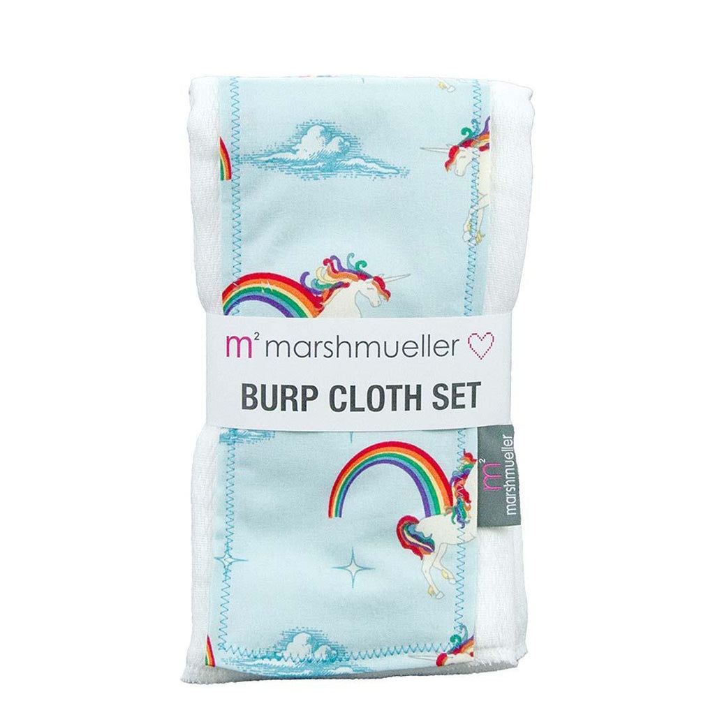 Burp Cloths - Set of 2 - Unicorns and Rainbows by MarshMueller