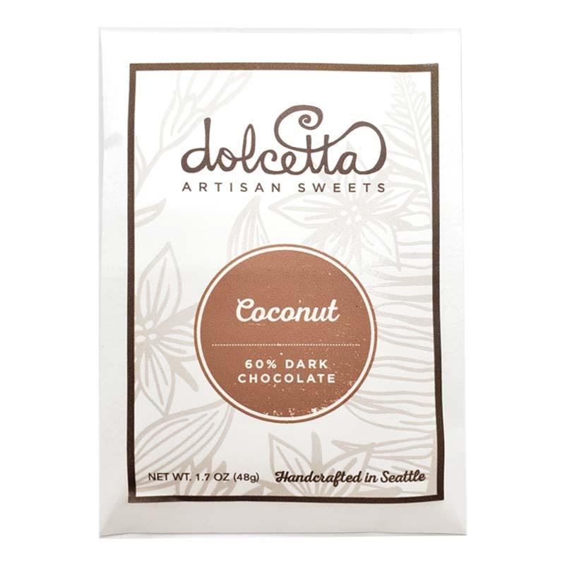 Bar - Coconut Dark 60% Dark Chocolate by Dolcetta Artisan Sweets