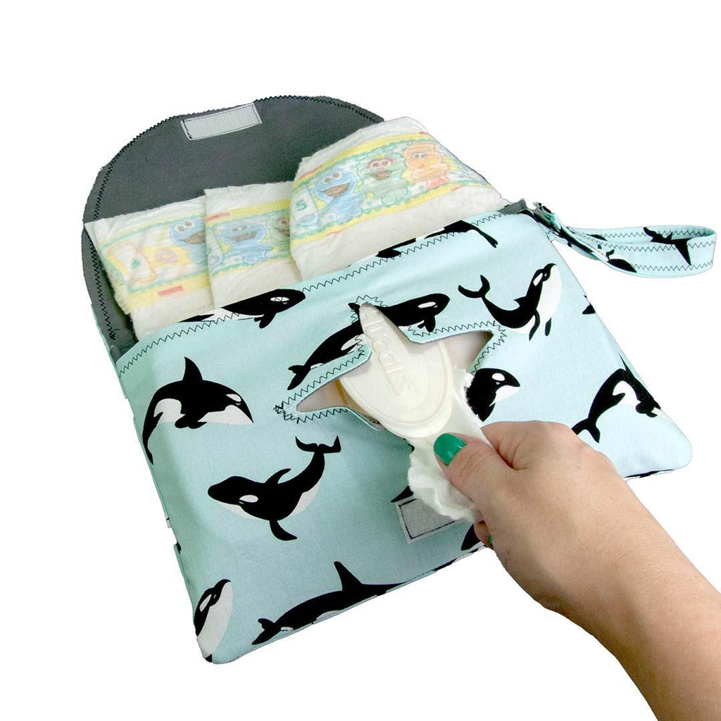 Diaper and Wipe Clutch - Orcas by MarshMueller