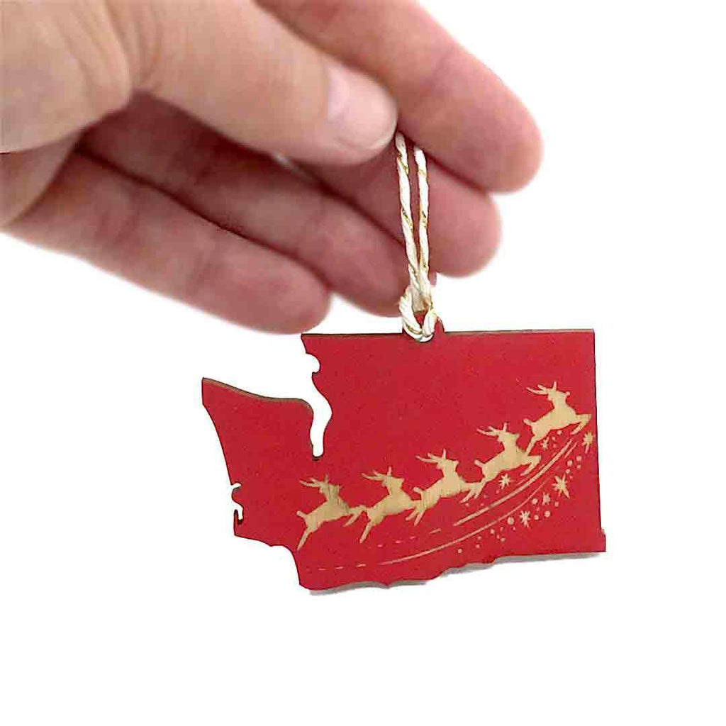Ornaments - Small - WA State Reindeer (Red, Green, or Gold) by SnowMade