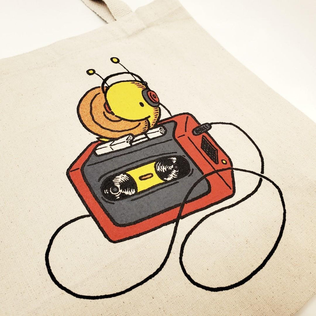 Tote Bag - Snail Walkman by Everyday Balloons Print Shop
