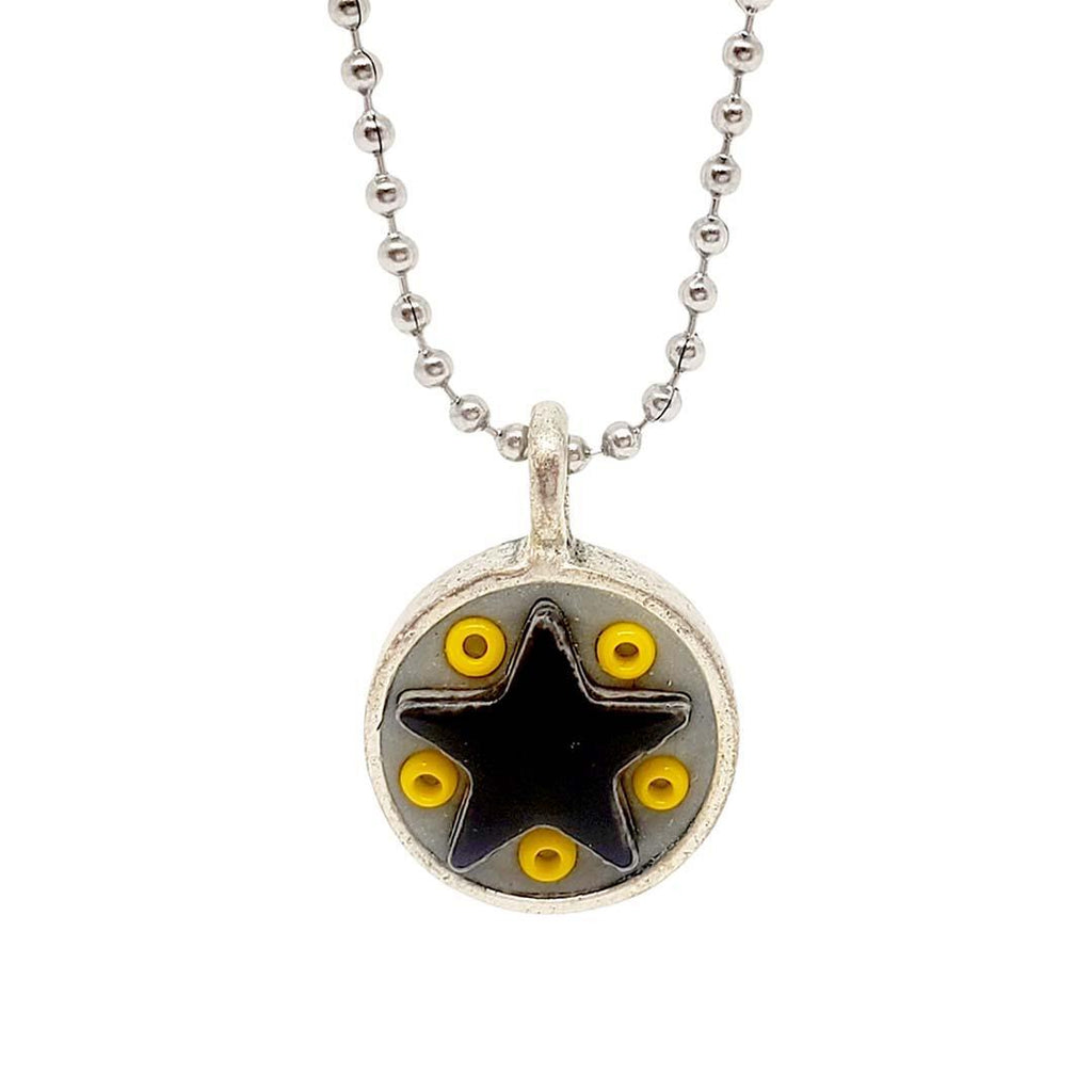 Necklace - Star Baby - Black Star Yellow Beads by XV Studios