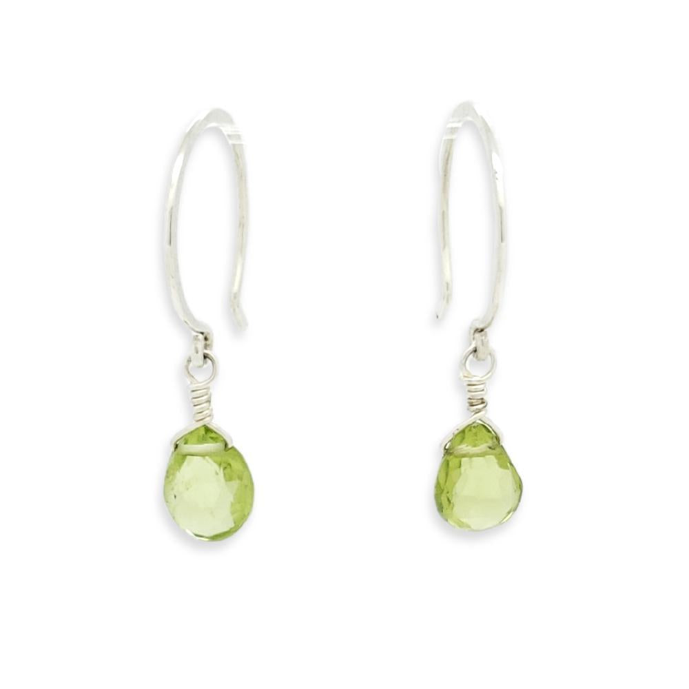 Earrings - Orchard Green Peridot Gemstone Drops Sterling by Foamy Wader