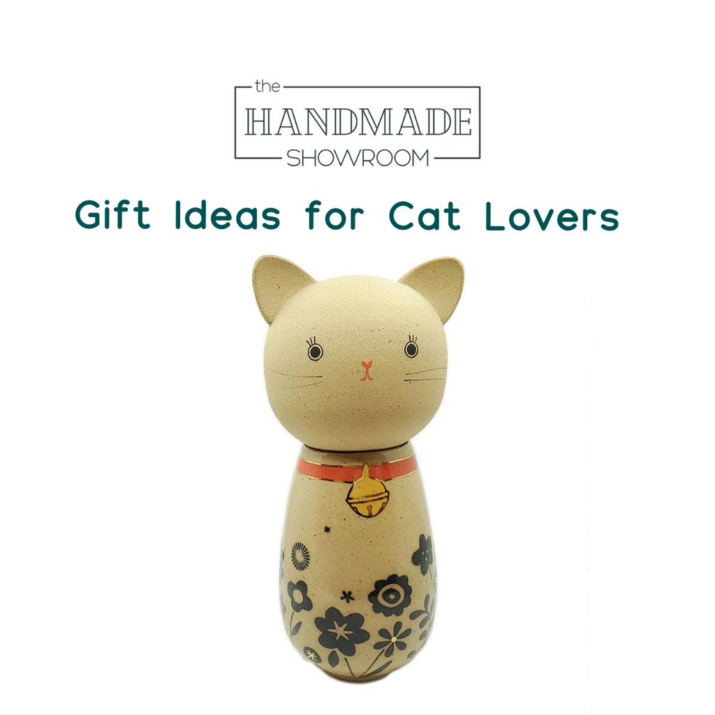 gift ideas for cat lovers blog post image featuring cat kokeshi jar