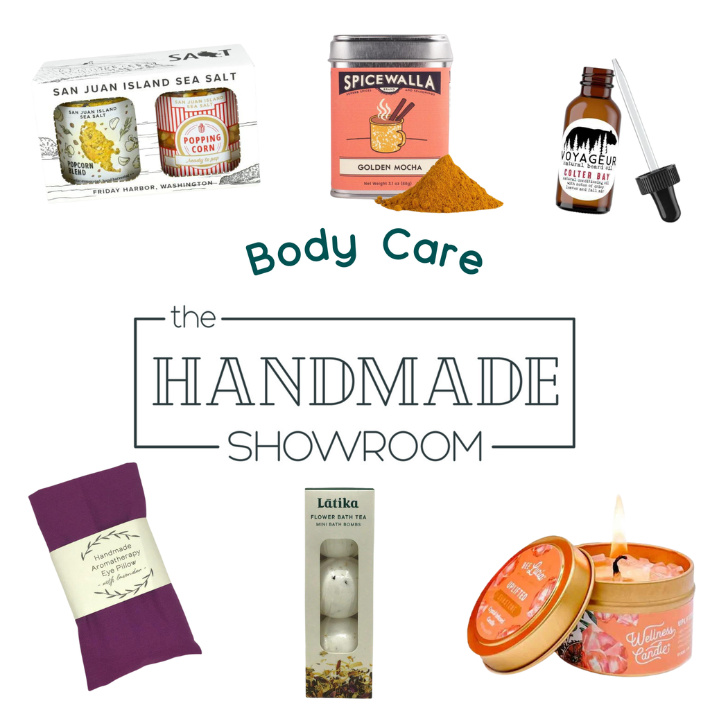 a selection of body care products for health and wellbeing from The Handmade Showroom