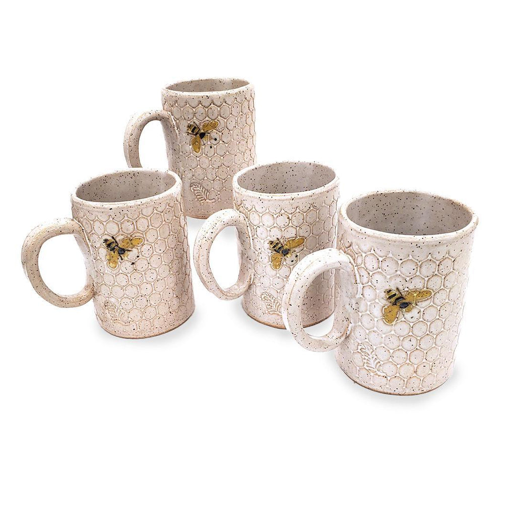 Mug - 16oz - Bees on Honeycomb Ceramic Mug (A or B) by White Squirrel Clayworks