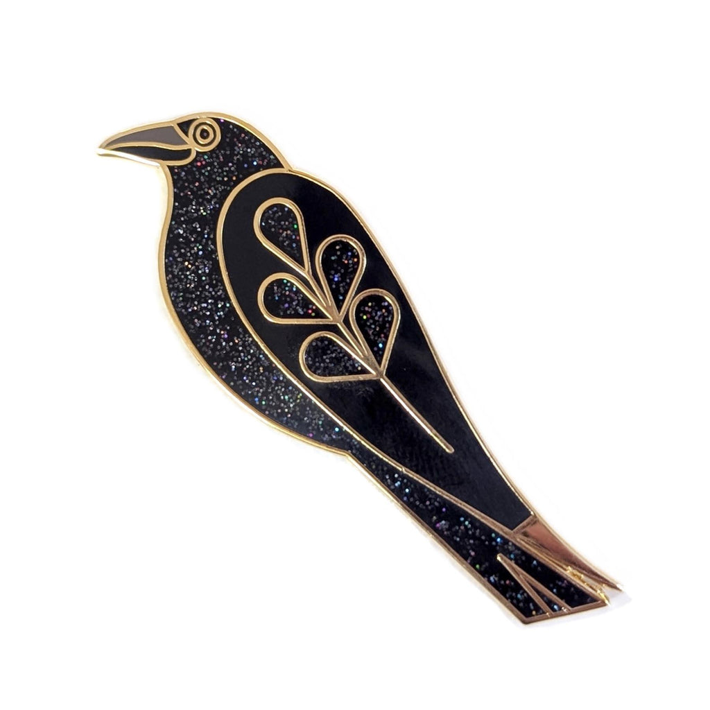 Enamel Pin - Crow with Glitter by Amber Leaders Designs