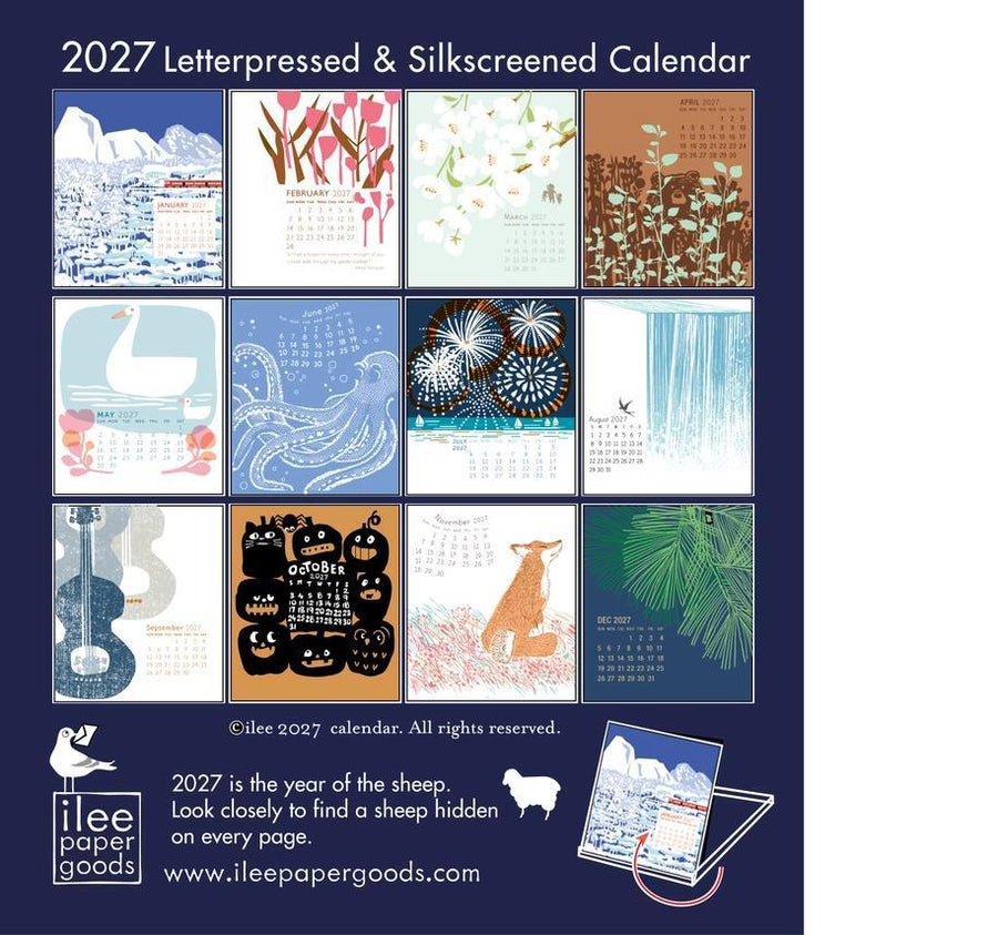 Calendar - 2027 Year of the Sheep - Letterpress Desk Calendar by Ilee Papergoods, image 2 of 3