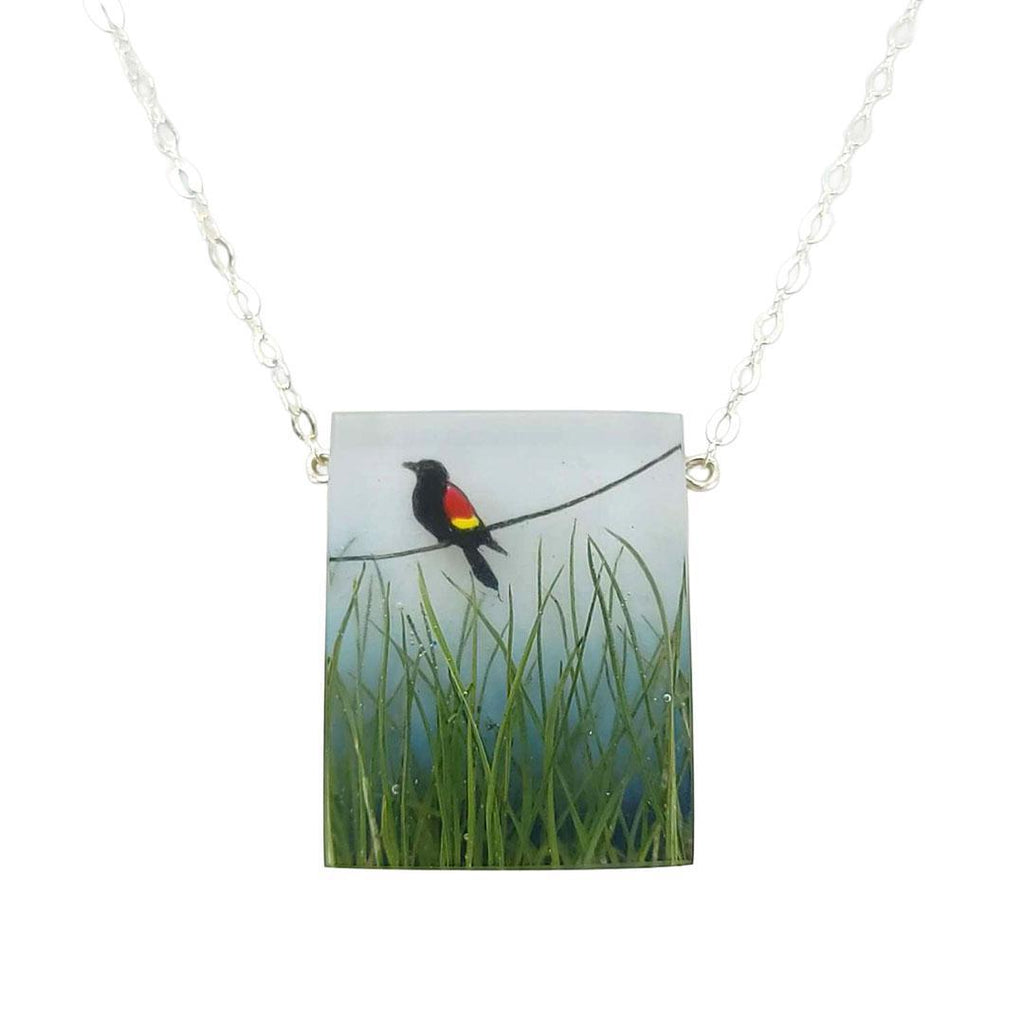 Necklace - Red Winged Blackbird Painted by Fernworks
