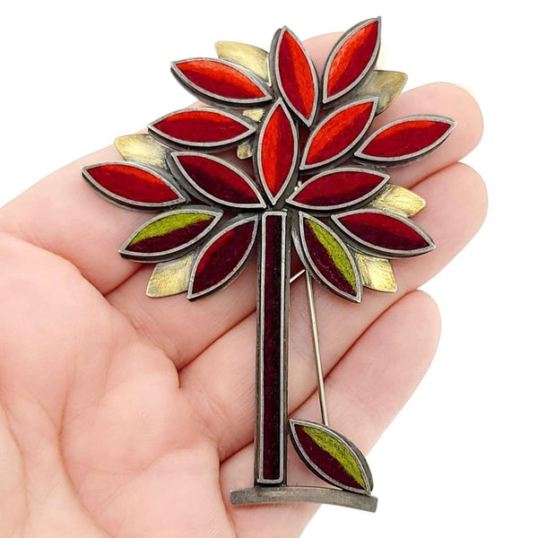 Brooch Pin - Autumn Perfect Tree in Hot Earth by Michele A. Friedman