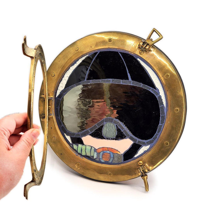 Wall Art - S.C.U.B.A Art Mosaic in Brass Porthole by XV Studios