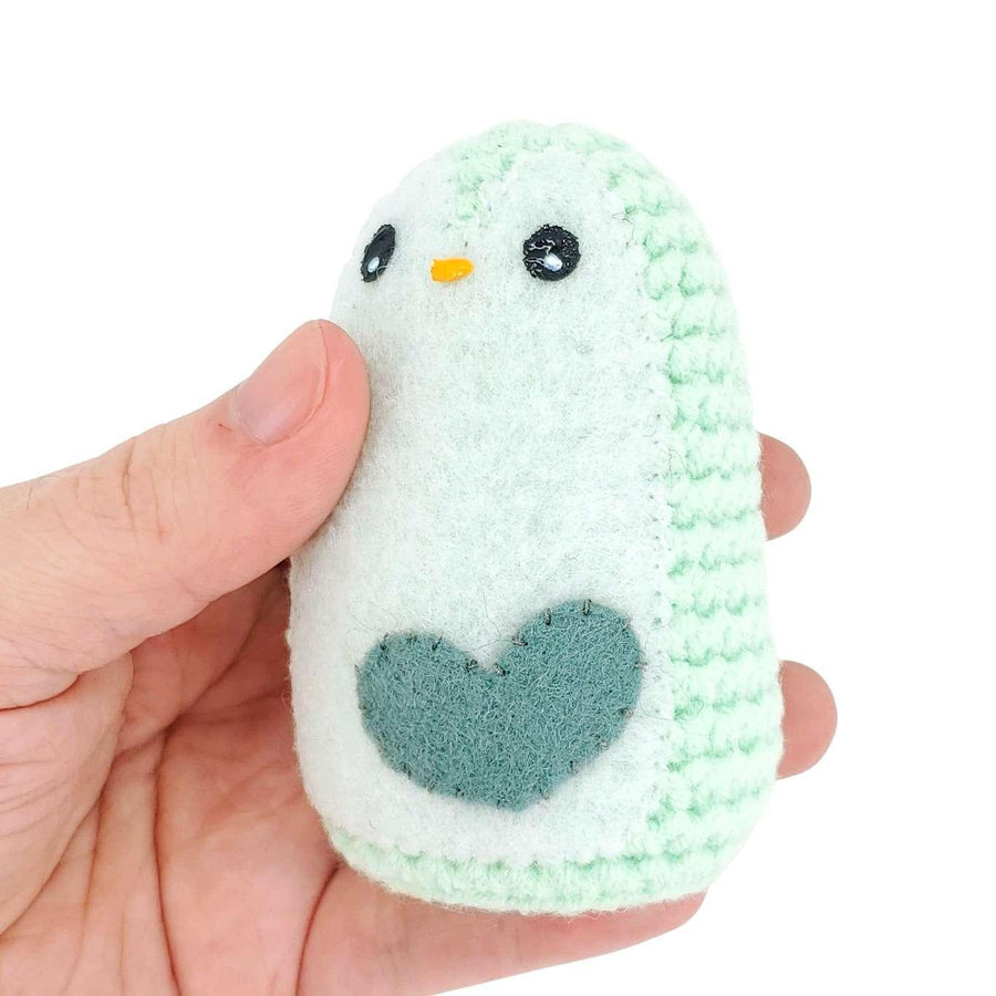 Plush Toy - Small Penguin (Mint with Gray Heart) by Moyo Workshop, image 2 of 6