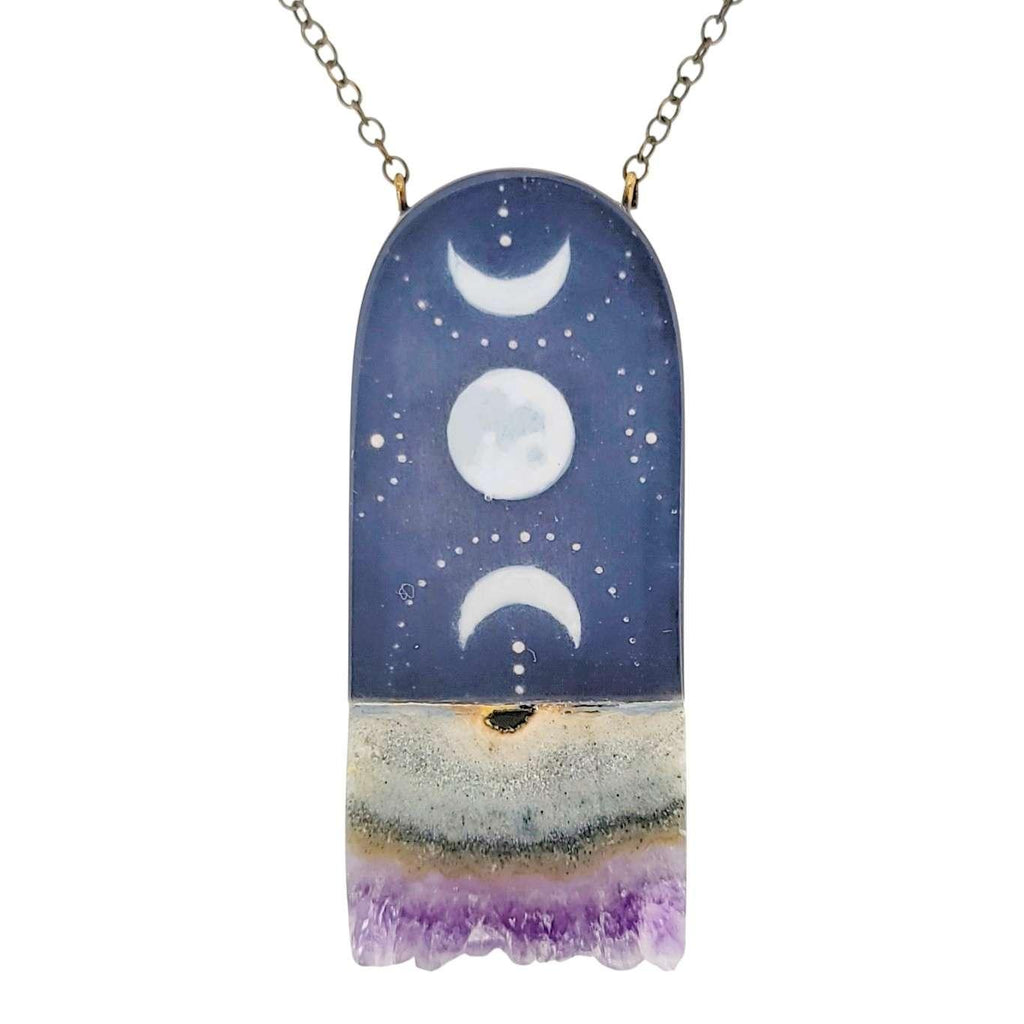 Necklace - Jasper Moons Crystal (Gunmetal) by Fernworks