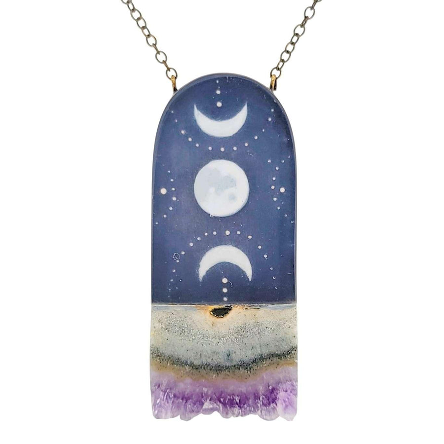 Necklace - Jasper Moons Crystal (Gunmetal) by Fernworks, image 1 of 7