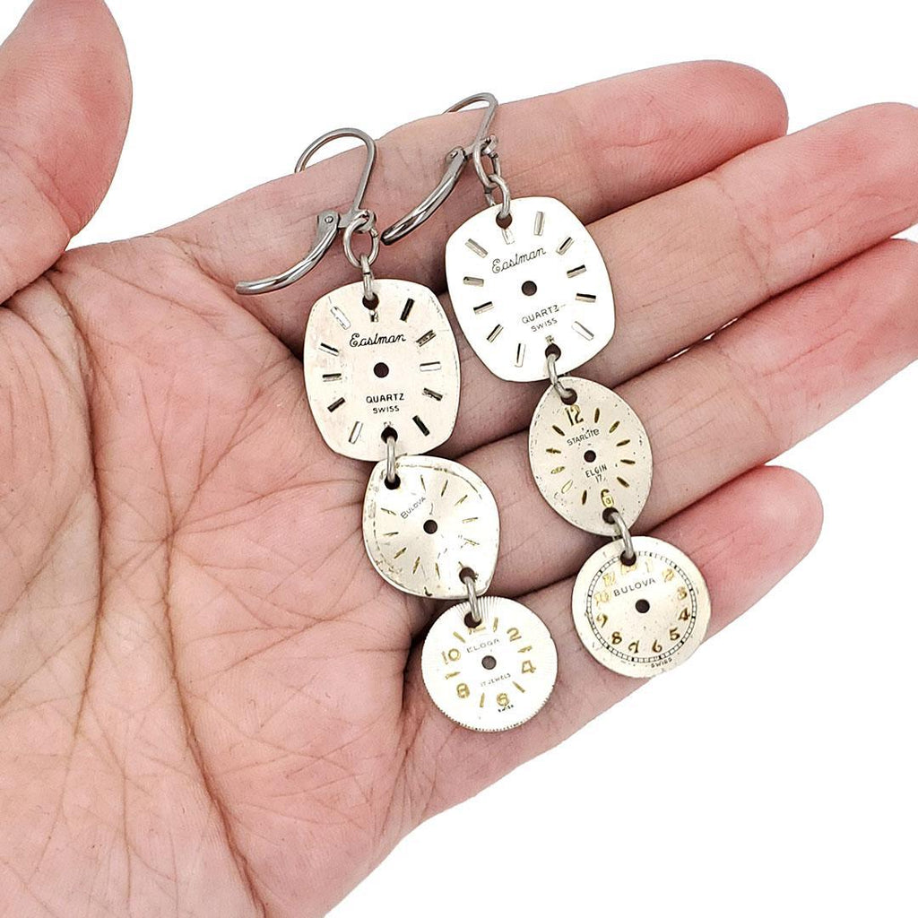 Earrings - Watch Dial Trio - Stainless Steel (A or B) by Christine Stoll Studio