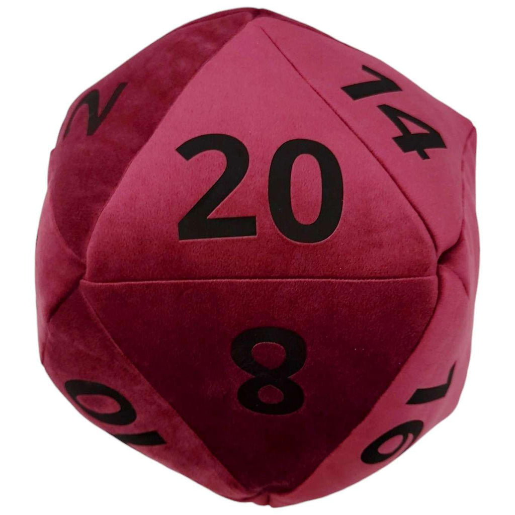 Pillow - Large D20 Plush in Burgundy Velvet with Matte Black Numbers by Saving Throw Pillows