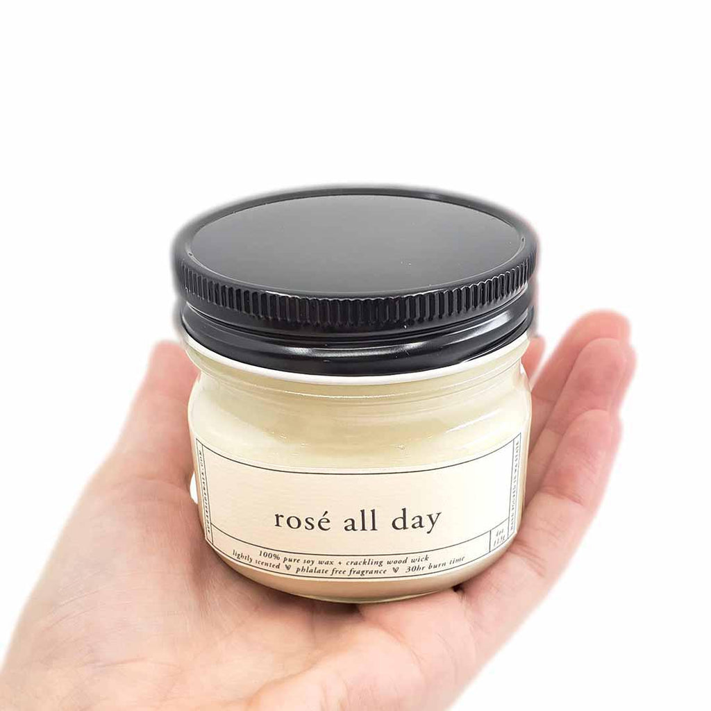 Candles - Rose All Day Soy Wax Wooden Wick (Asst Sizes) by Sugar Sidewalk
