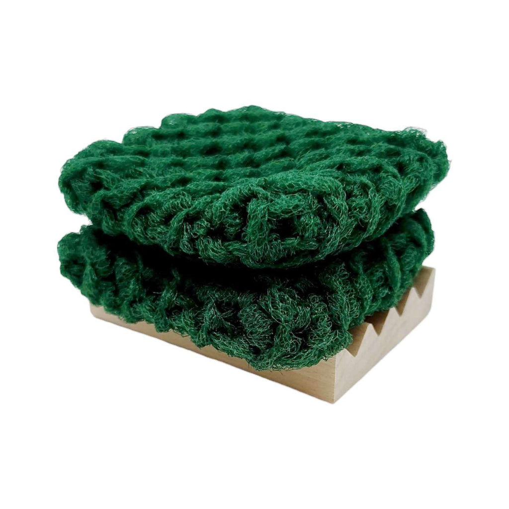 Scrubbies - Set of 2 with Wooden Dish (Forest Green) by Dot and Army