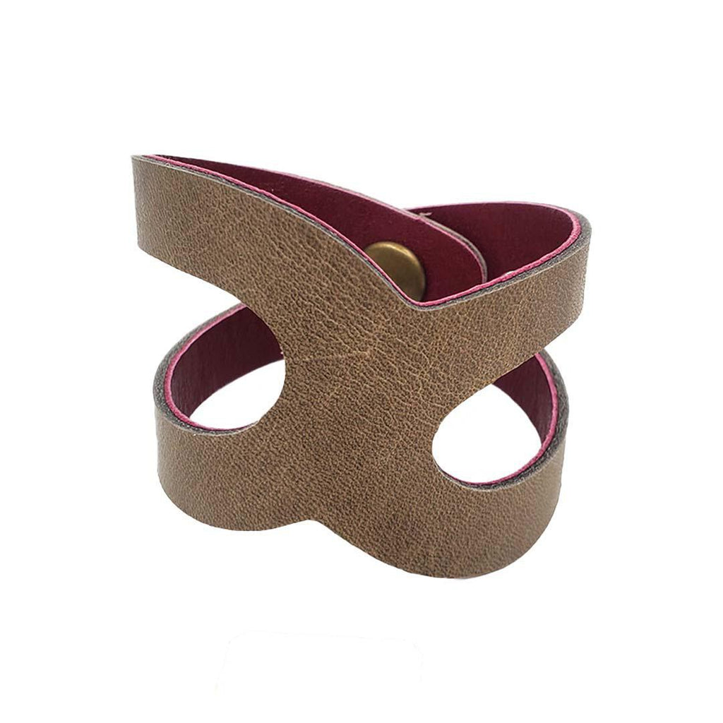Cuff - Paisley Reversible (Cranberry Red & Gray Taupe) by Oliotto