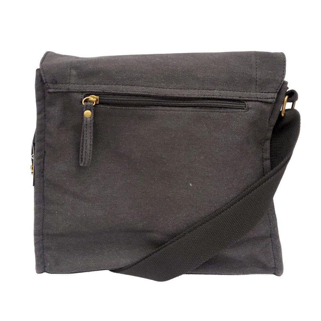 Messenger Bag - Samurai Owl White Ink on Black Canvas Bag by Namu