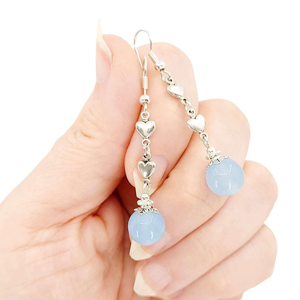 Earrings - Aquamarine Tiny Heart Drops by Tiny Aloha