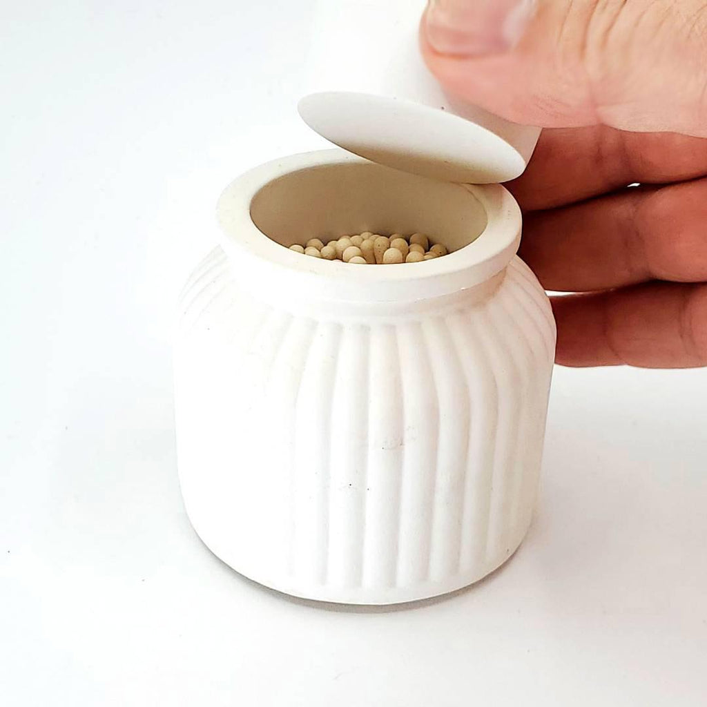 Match Holder - Ribbed Western Style with Lid (White) by Tenn Prairie