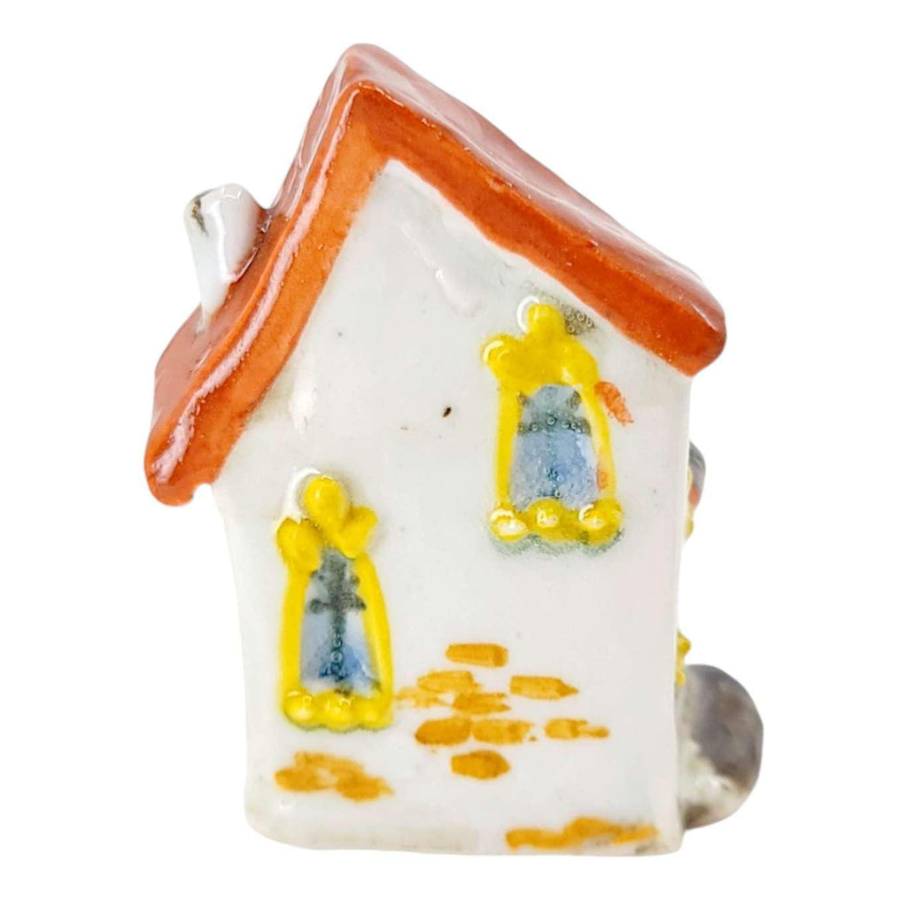 Tiny House - White House White Door Rust Roof by Mist Ceramics