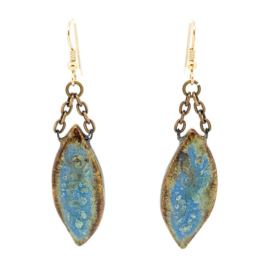 Earrings - Large Leaf Drops in Earth by Dandy Jewelry