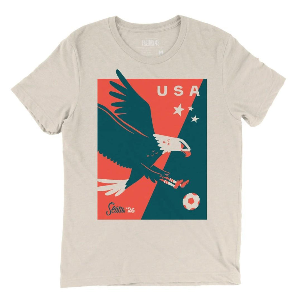 Adult Crew Neck - USA!!! Heather Dust Tee (S - XL) by Factory 43