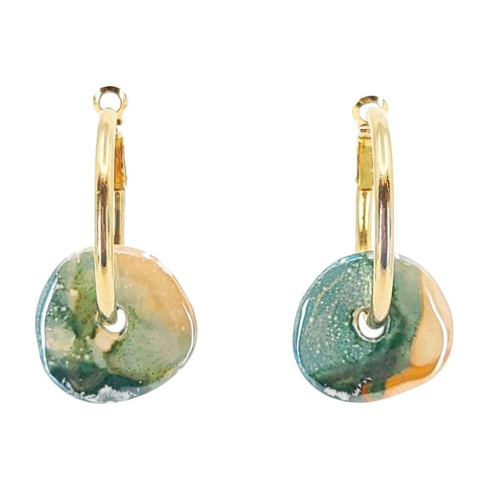 Earrings - Ceramic Ring Hoops (Ocean Sunrise) by Diana Kauffman