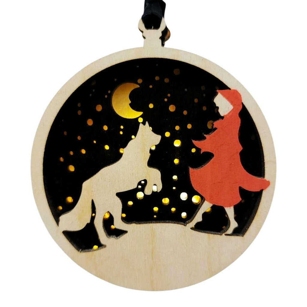 Ornament - Light Up Wood (Red Riding Hood) by Squirrel Tacos Papercuts
