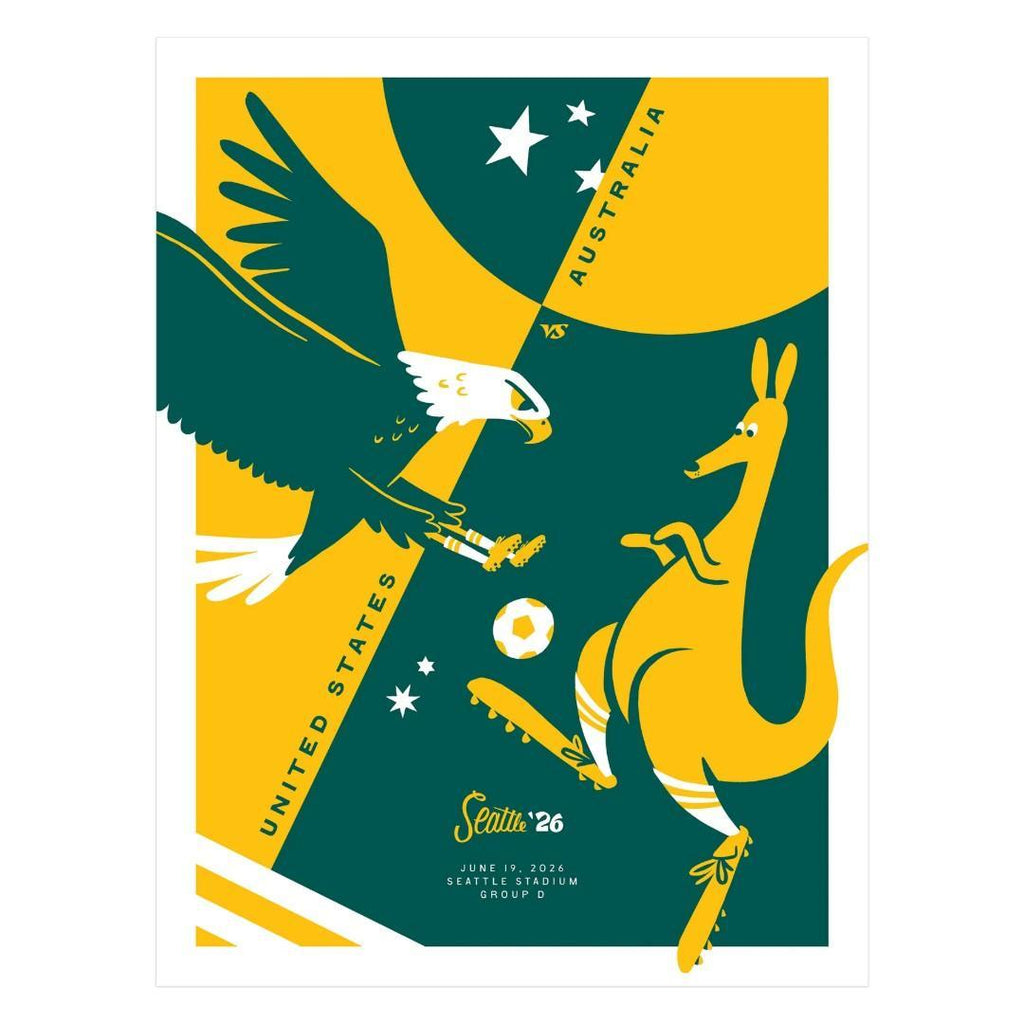 Art Print - 18x24 - World Cup USA vs AUS Green and Yellow Print by Factory 43
