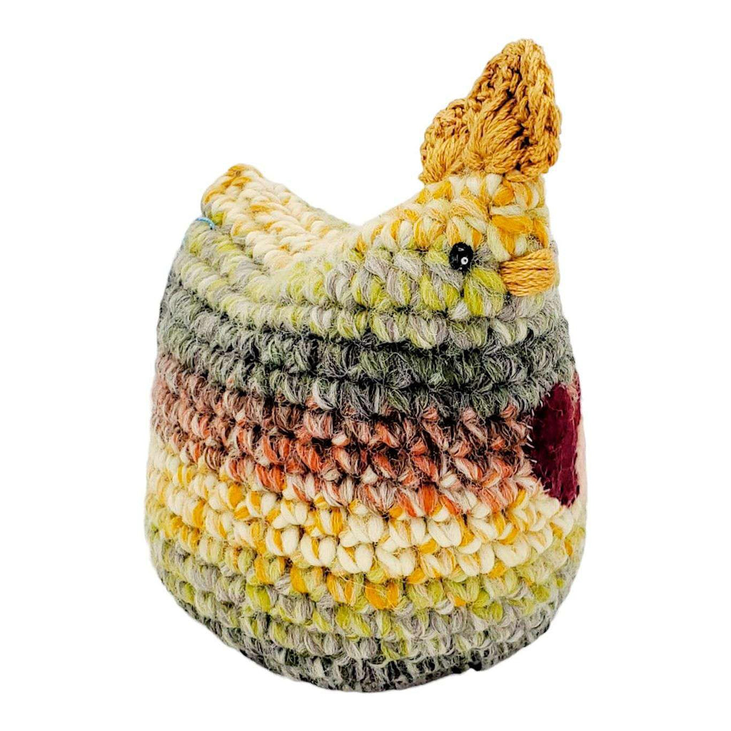 Plush Toy - Large Striped Chicken (Yellow, Grey, Gold, Brown) by Moyo Workshop