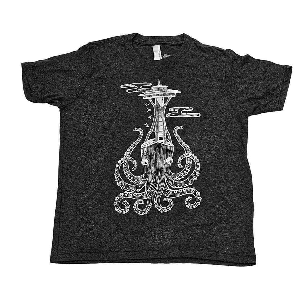 Kids Tee - Octo-Needle on Heathered Gray Crewneck Tee by Namu