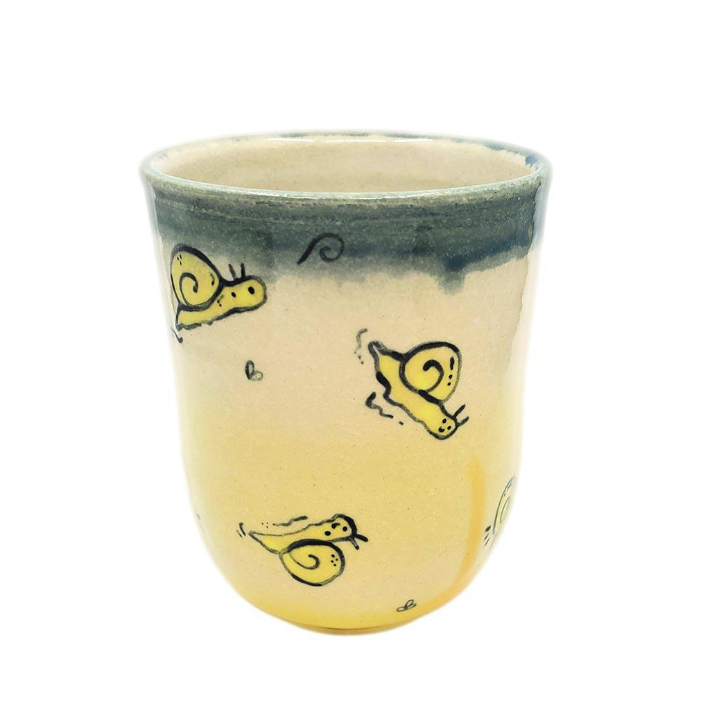 Tall Tumbler - 12 oz - Yellow Snail by Dwadlings
