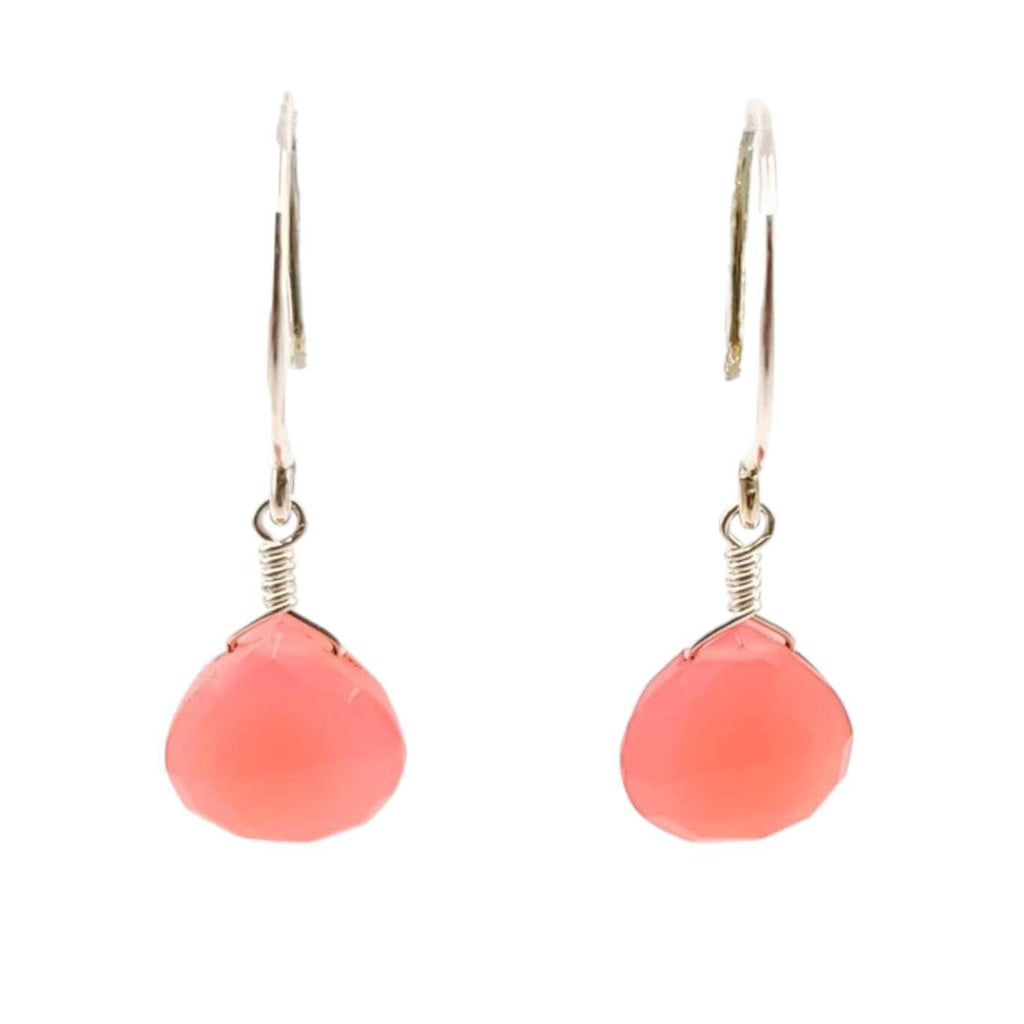 Earrings - Gemstone Ruby Chalcedony (Orange) Drops Sterling by Foamy Wader