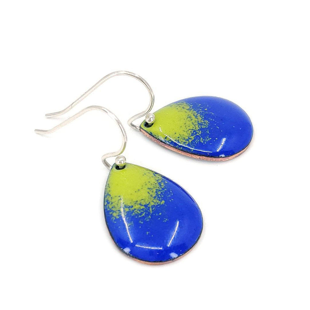 Earrings - Gradient Small Teardrop (Green Blue) by Magpie Mouse Studios