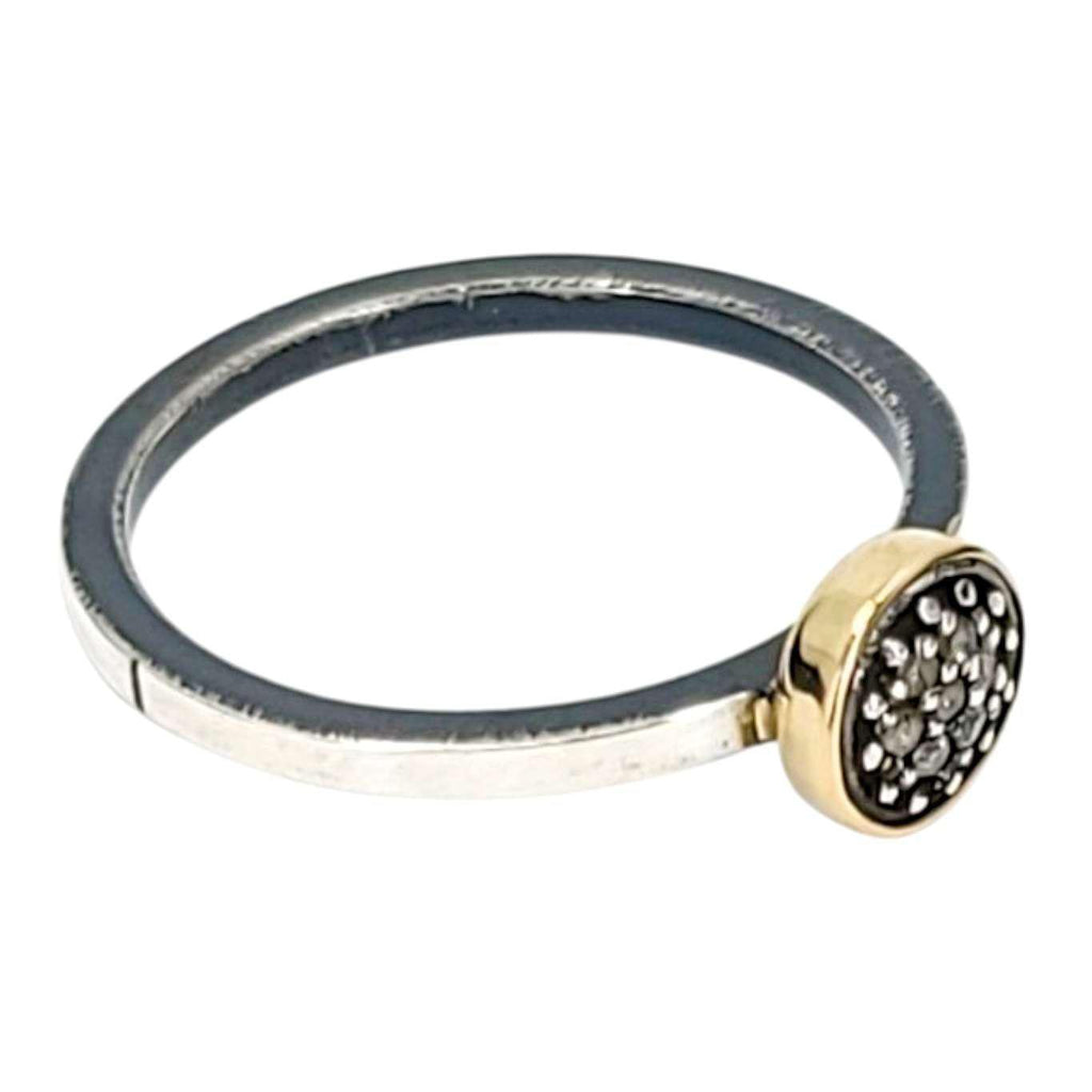 Ring - Size 7 - 6mm Pave Diamond Notched Band (14k Gold, Sterling Silver, Diamond) by 314 Studio