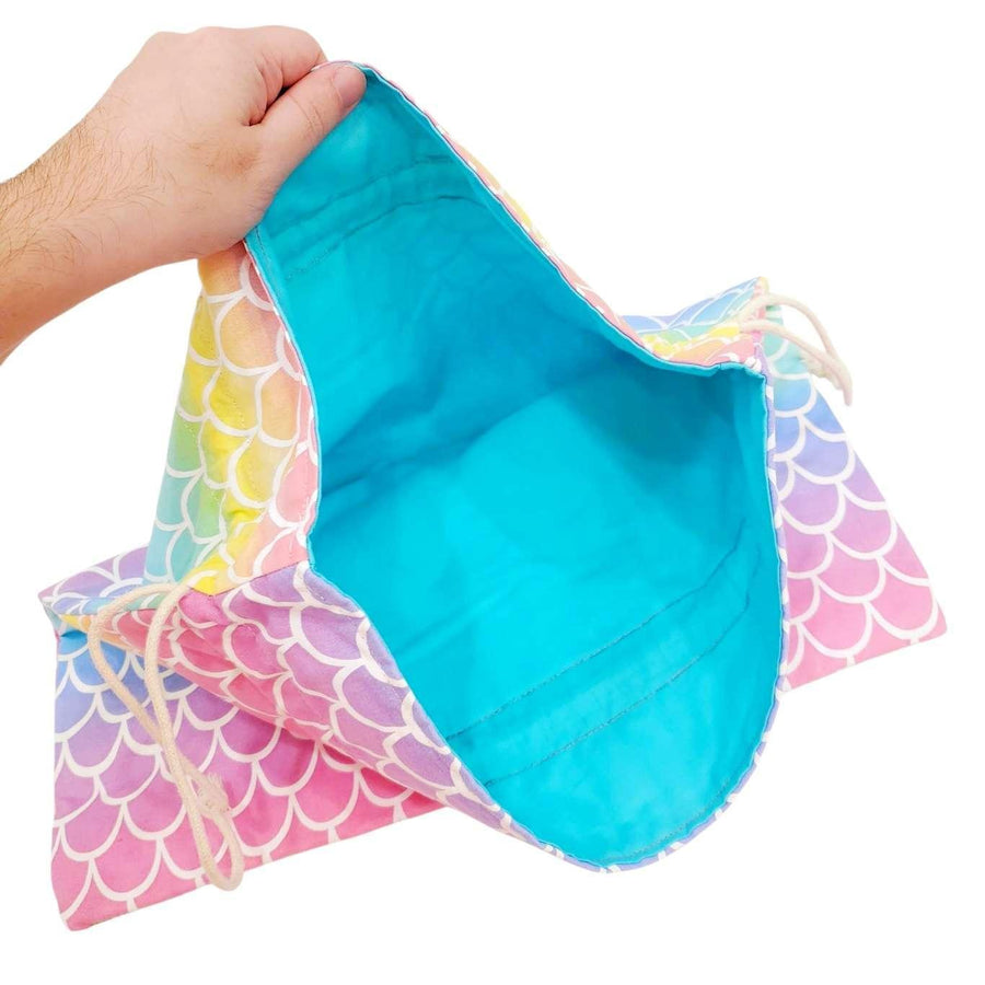 Bag - Chomper Buddy Drawstring (Mermaid Scales Aqua) by Peek A Boo Plush, image 2 of 5
